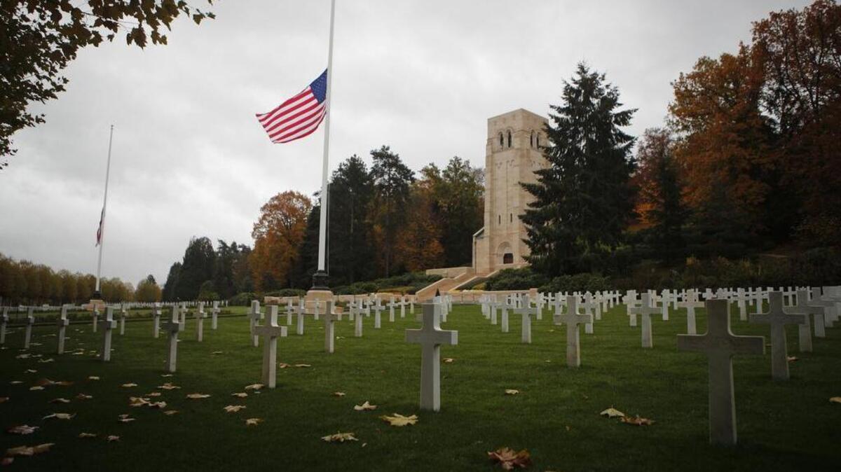 The Aisne-Marne American cemetery and memorial in Belleau, eastern France, on Saturday, November 10, 2018, prior to ceremony skipped by President Donald Trump.