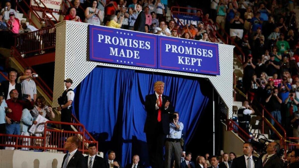 President Donald Trump arrives to speak at the Pennsylvania Farm Show Complex and Expo Center in Harrisburg, Pa., Saturday, April, 29, 2017.