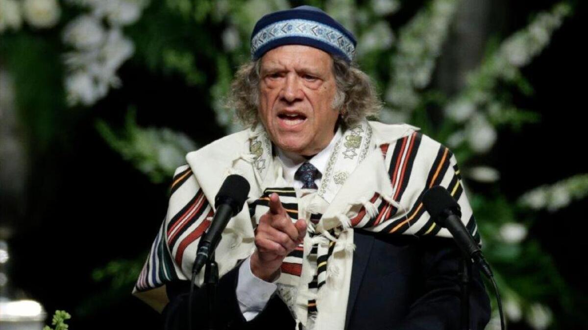 Rabbi Michael Lerner speaks during Muhammad Ali’s interfaith memorial service, Friday, June 10, 2016, in Louisville, Ky.