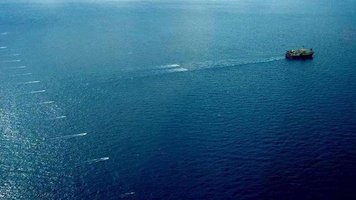 Seismic surveying being done off the coast of Namibia.