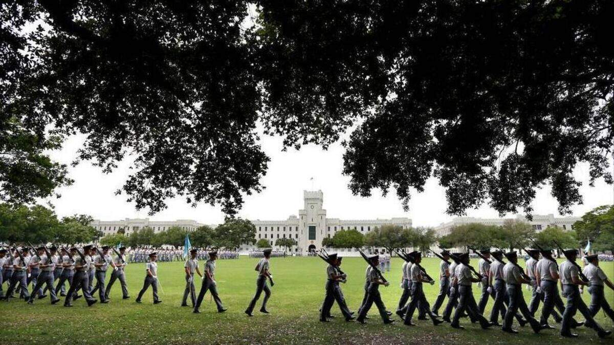 Cadets exercise at The Citadel in Charleston, SC.