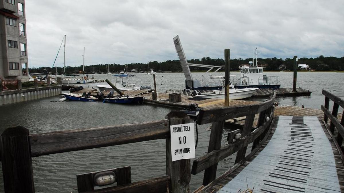 The dock at Palmetto Bay Marina was a tangled mess on Oct. 8, most of it torn away when Hurricane Matthew’s eyewall passed over Hilton Head Island.