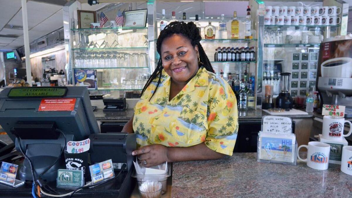 Daraleen Webber is photographed on Feb. 8, 2017 behind the counter at Hilton Head Diner, where she has worked while bringing up four children as a single mother.