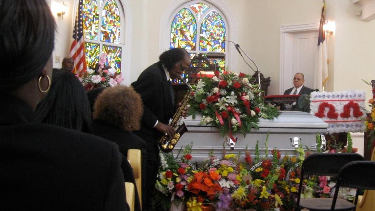 Eddie Pazant performs at the funeral for his mother, Rosalie Frazier Pazant, at Tabernacle Baptist Church in Beaufort on Oct. 2, 2010.