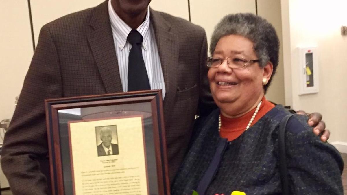 Emory and Emma Campbell after he is inducted into the Hilton Head Island Hall of Fame on Nov. 10, 2016.