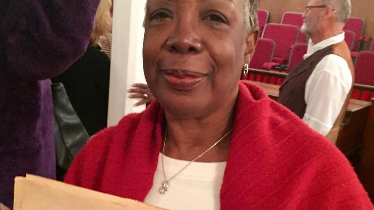 Barbara Hood Laurie of Beaufort brought a student newspaper of 1971 to the Poets Respond to Race reading and community discussion on Feb. 20, 2017, at Grace Chapel AME Church in Beaufort. It was the first public program of the year for the new Pat Conroy Literary Center.