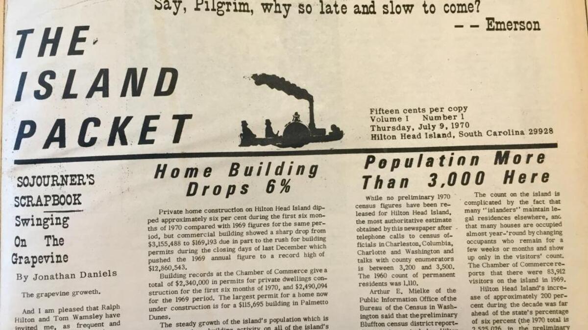 Quotation atop the front page of the first edition of The Island Packet on July 9, 1970.
