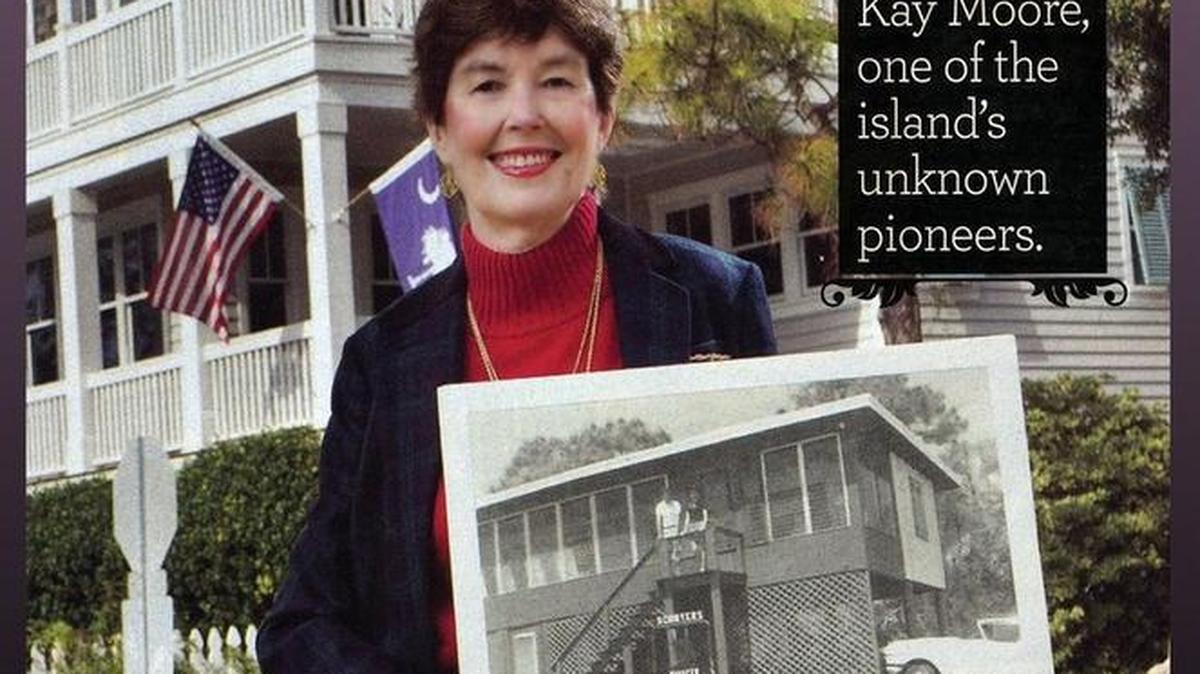 The back cover of Kay Sconyers Moore’s new book, “Before The Bridge: A Memoir of Hilton Head Island” shows her posing by the current home on the lot where her parents built “Pioneer” in 1951, the first home on North Forest Beach.