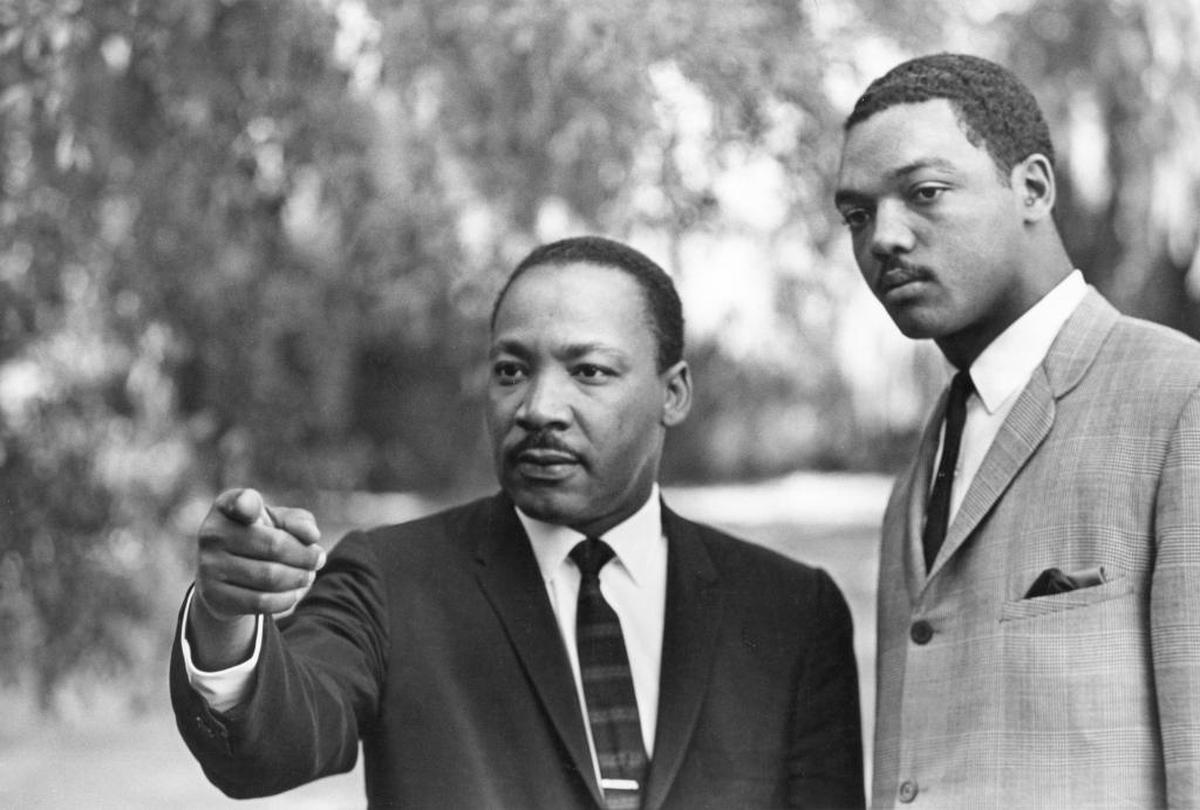 Martin Luther King Jr., left, is pictured with the young Rev. Jesse Jackson, at a Southern Christian Leadership Conference staff workshop held at the Penn Center on St. Helena Island in 1966.