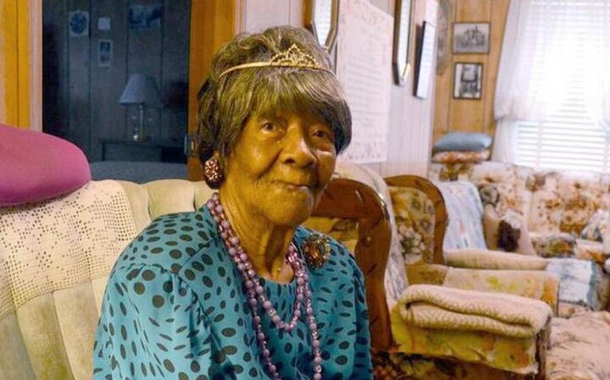 Mary Brown poses for a photo on June 7, 2012, inside her Beaufort home, a few days after her 104th birthday, May 27, 2012. Brown died March 24, 2016, just short of her 108th birthday. She was buried in Citizens Cemetery in Beaufort.