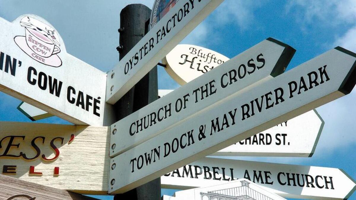 A file photo of the directional sign in Old Town Bluffton.