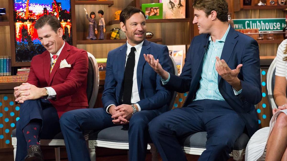 Whitney Sudler-Smith, center, and Shep Rose, right, pictured here in the season two reunion episode of “Southern Charm,” have a new digital series on BravoTV.com, called “Shep and Whitney After Dark.”