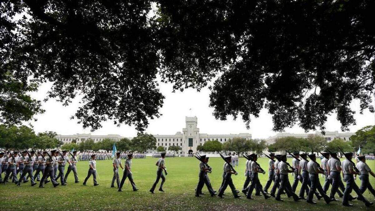 Cadets exercise at The Citadel in Charleston, SC.
