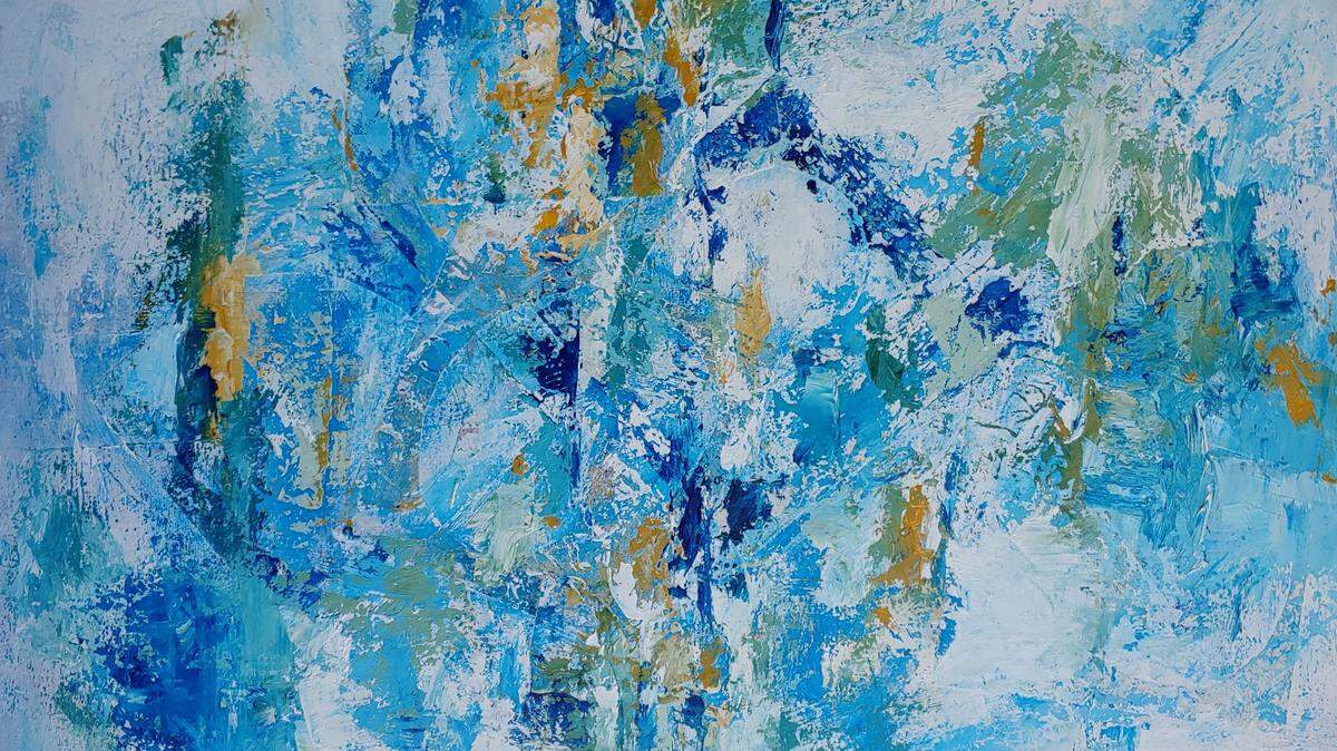 “Inner Space,” by abstract artist Rose Cofield, who is featured artist this month at La Petite Gallerie, an intimate Old Town Bluffton shop. Her abstract works in mixed media include collage, acrylic paints, mixed media, canvas and found materials.