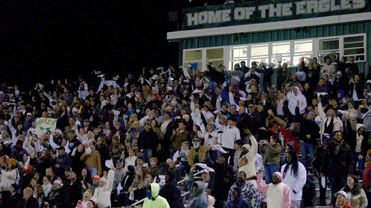 Fans crowded the stands Friday night, Nov. 26, 2021, as Beaufort High School’s Eagles won the Lower State Championship over West Florence to move to the state championship game on Thursday. “I have never experienced a high school game of that magnitude,” said Lori Howell, whose son plays defense. “The community definitely showed up for this team.”