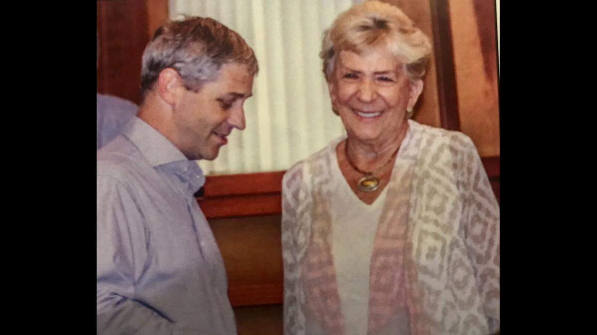 Then-mayor David Bennett presents Gail Quick with the “Honored Islander Award” in 2017, recognizing her years of community service on Hilton Head Island.