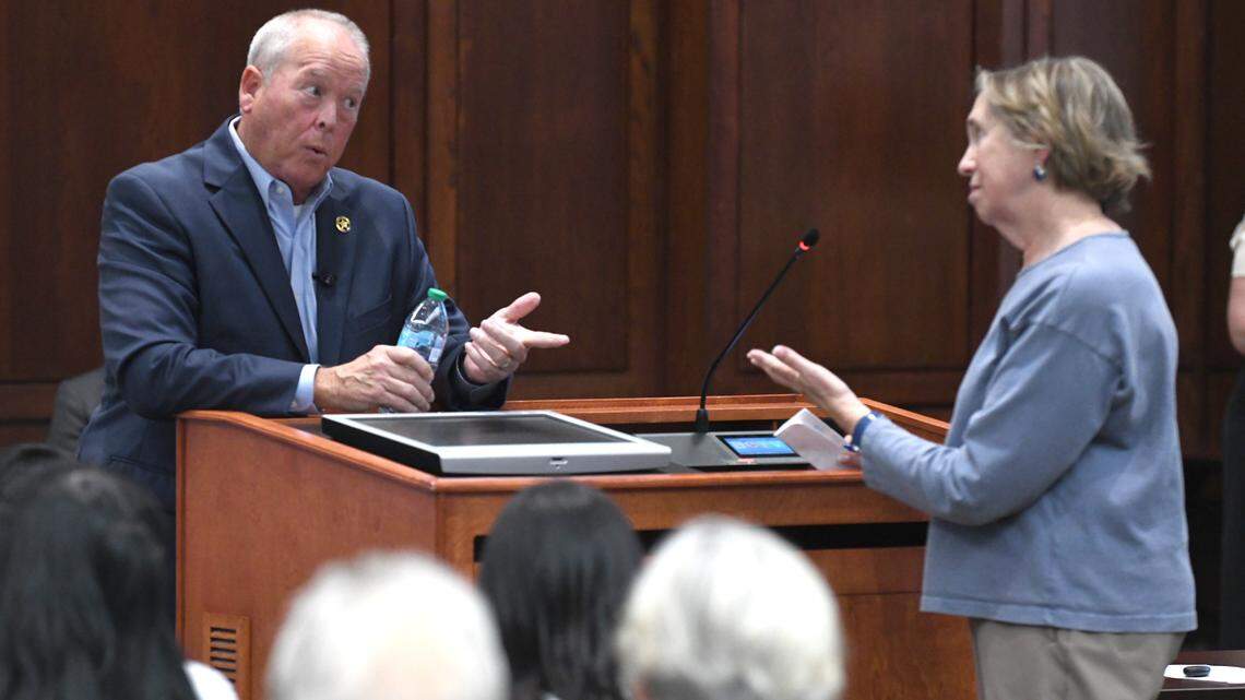Beaufort County Sheriff P.J. Tanner has a spirited exchange with a member of the pubic over immigration at the 287(g) question and answer session hosted by several members of the county council.
