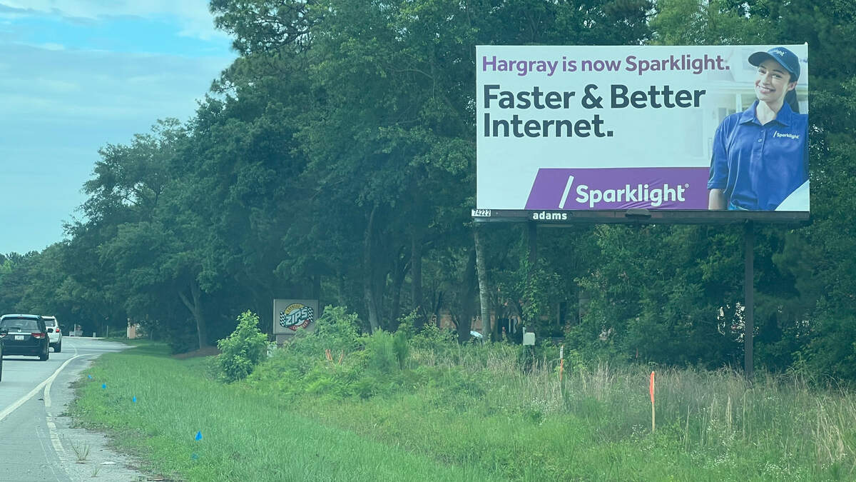 A billboard on the eastbound SC 278 in front of the Target store touts the reliability and speed of Sparklight’s internet service. The service has been down for seven hours and counting Tuesday afternoon and evening.