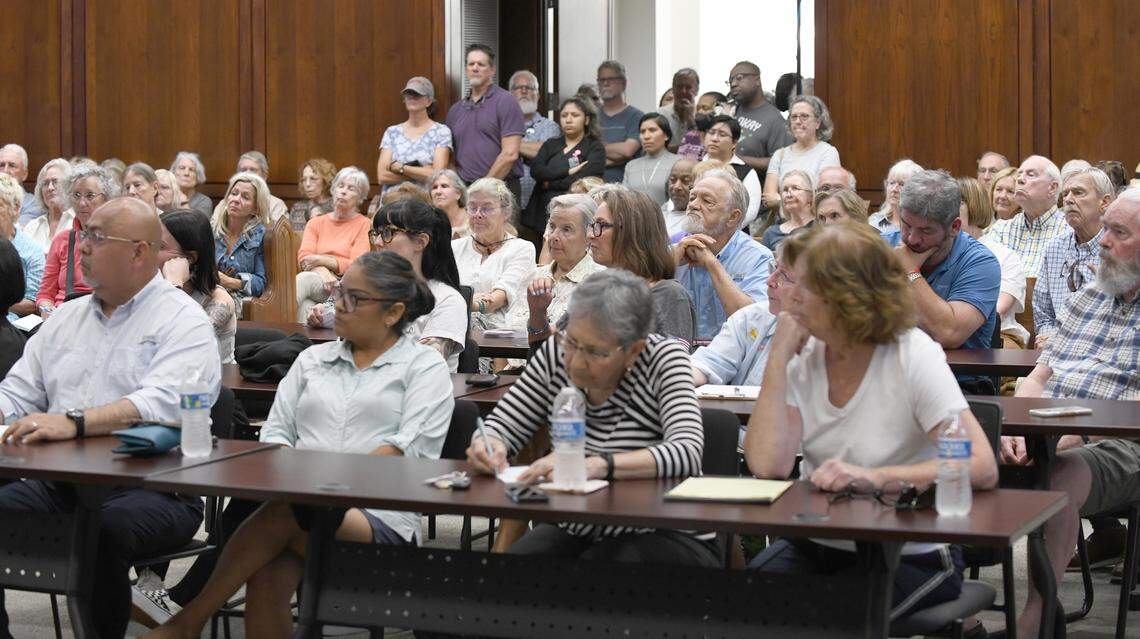 An overflow crowd came to the Beaufort County Sheriff’s office to participate and listen to the Q&A session on the department’s stance on rejoining a controversial immigration enforcement program. Some were turned away at the door due to the size of the crowd inside.