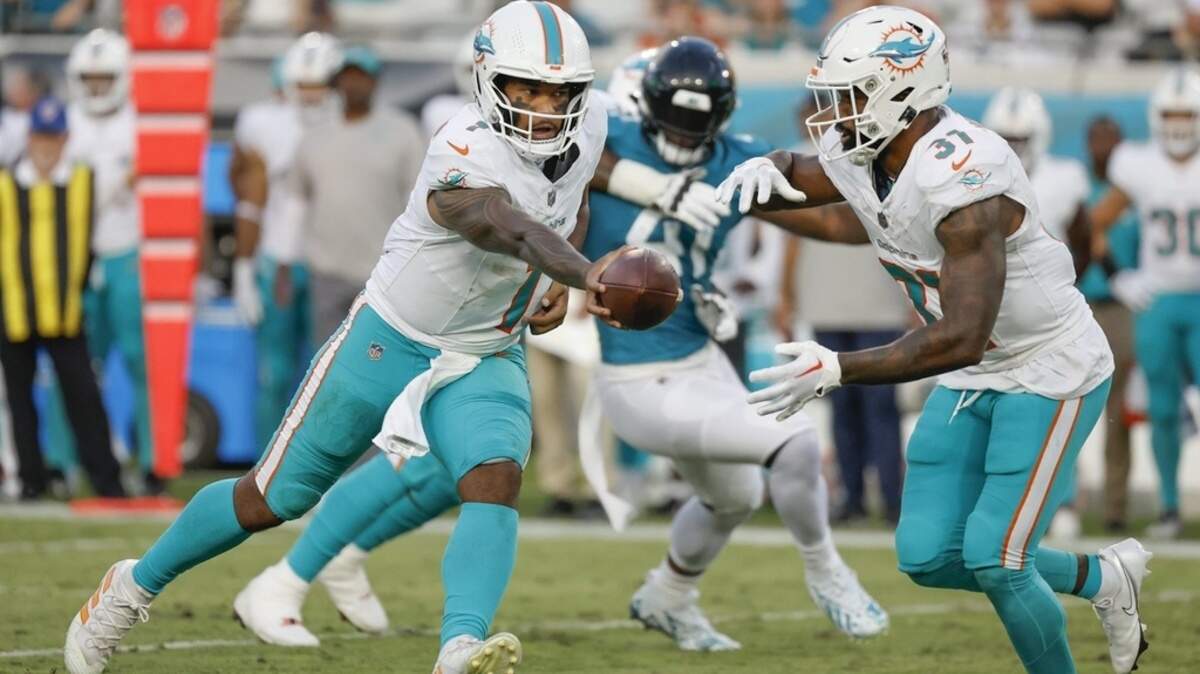 Miami Dolphins quarterback Tua Tagovailoa is a good choice to start on your fantasy football team in week one, 