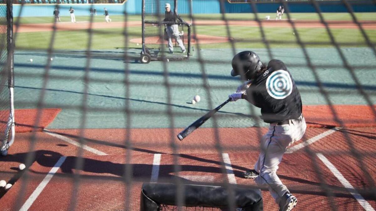 The Coastal Carolina baseball team practices in uniforms with targets on their backs. The 2016 College World Series Champions, the CCU team is preparing to defend their title. Thursday, Feb. 16, 2017.