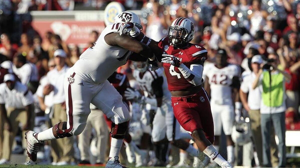 South Carolina linebacker Bryson Allen-Williams (4) against Texas A&M