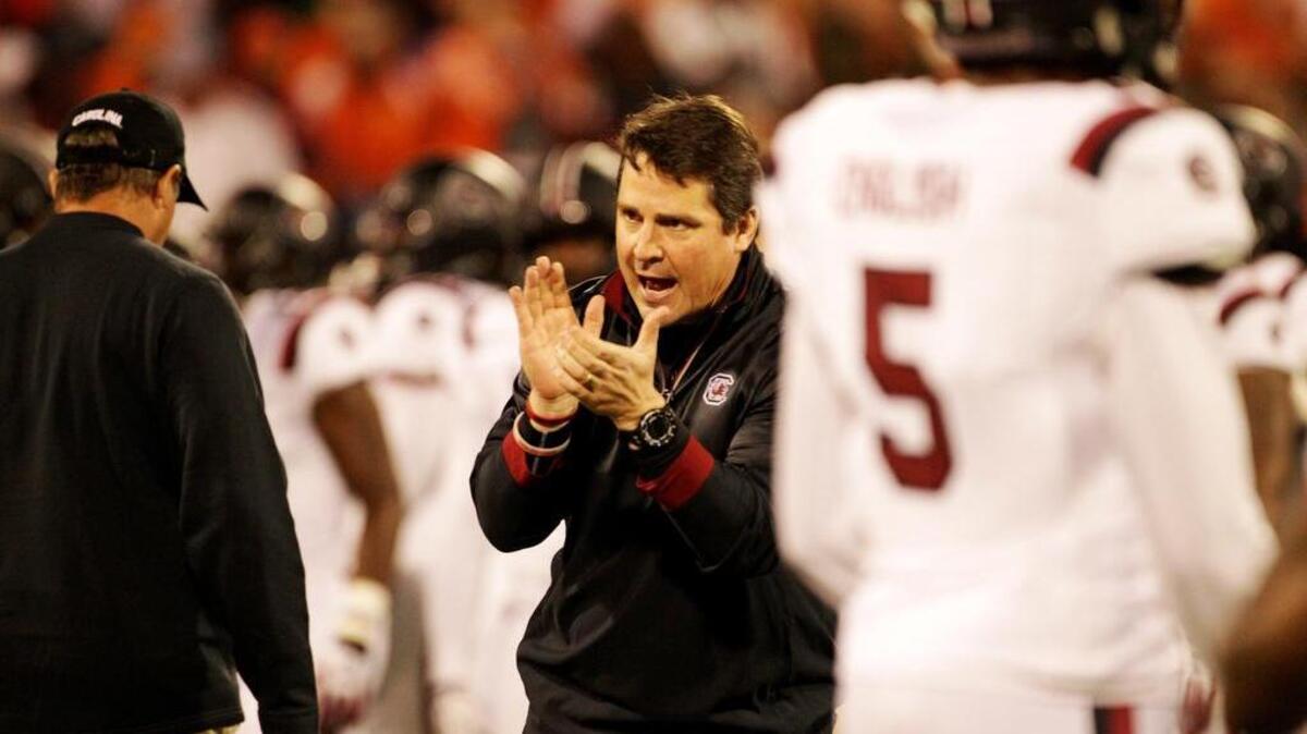 South Carolina Gamecocks head coach Will Muschamp at Memorial Stadium in Clemson.