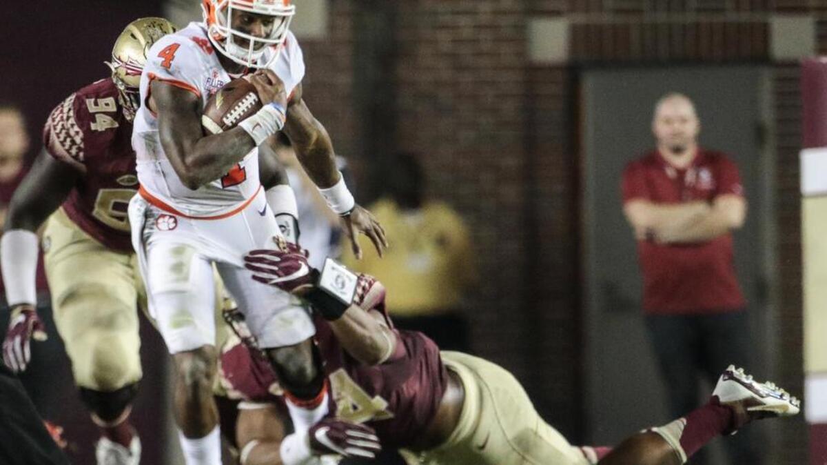 Clemson’s Deshaun Watson led the Tigers to a comeback win over Florida State on Saturday.