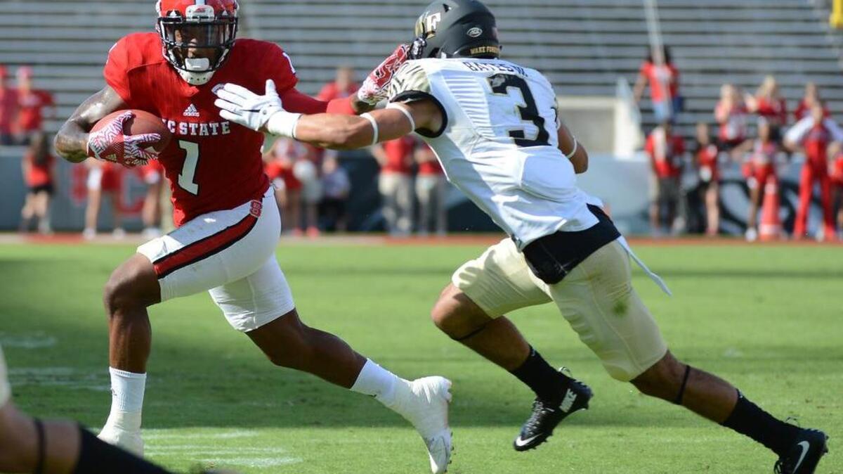 N.C. State’s Jaylen Samuels leads the Wolfpack in catches and touchdowns.