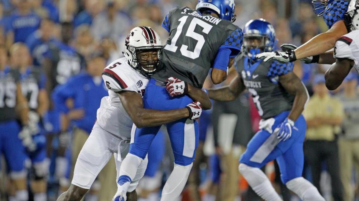South Carolina defensive lineman Darius English had three sacks last weekend.