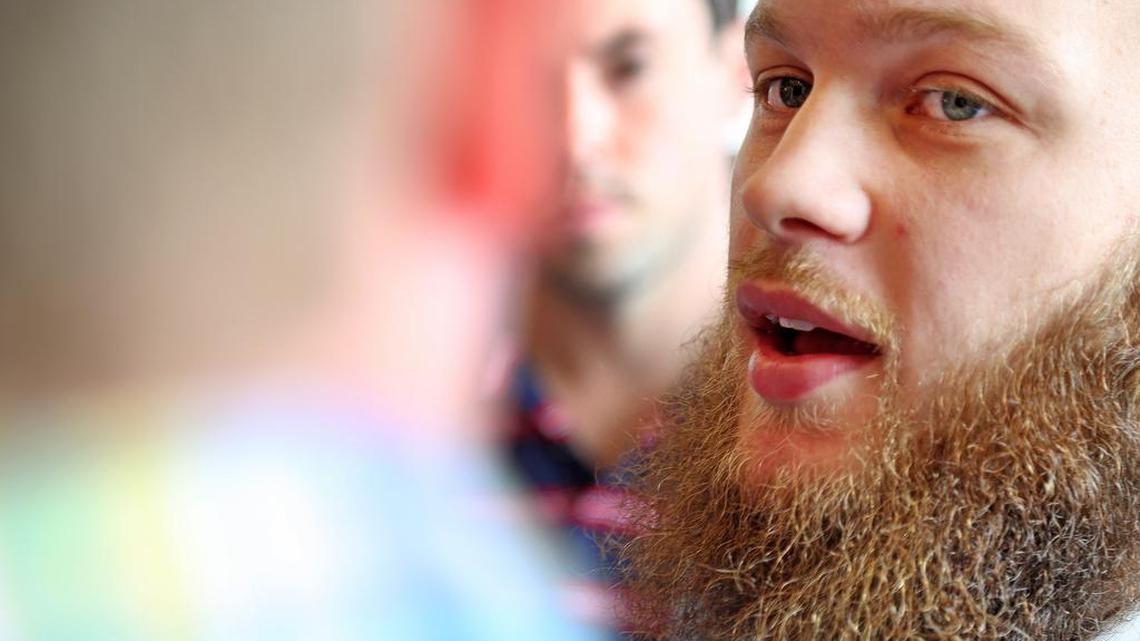 Clemson Tigers linebacker Ben Boulware talks at Clemson’s on-campus media day Wednesday.