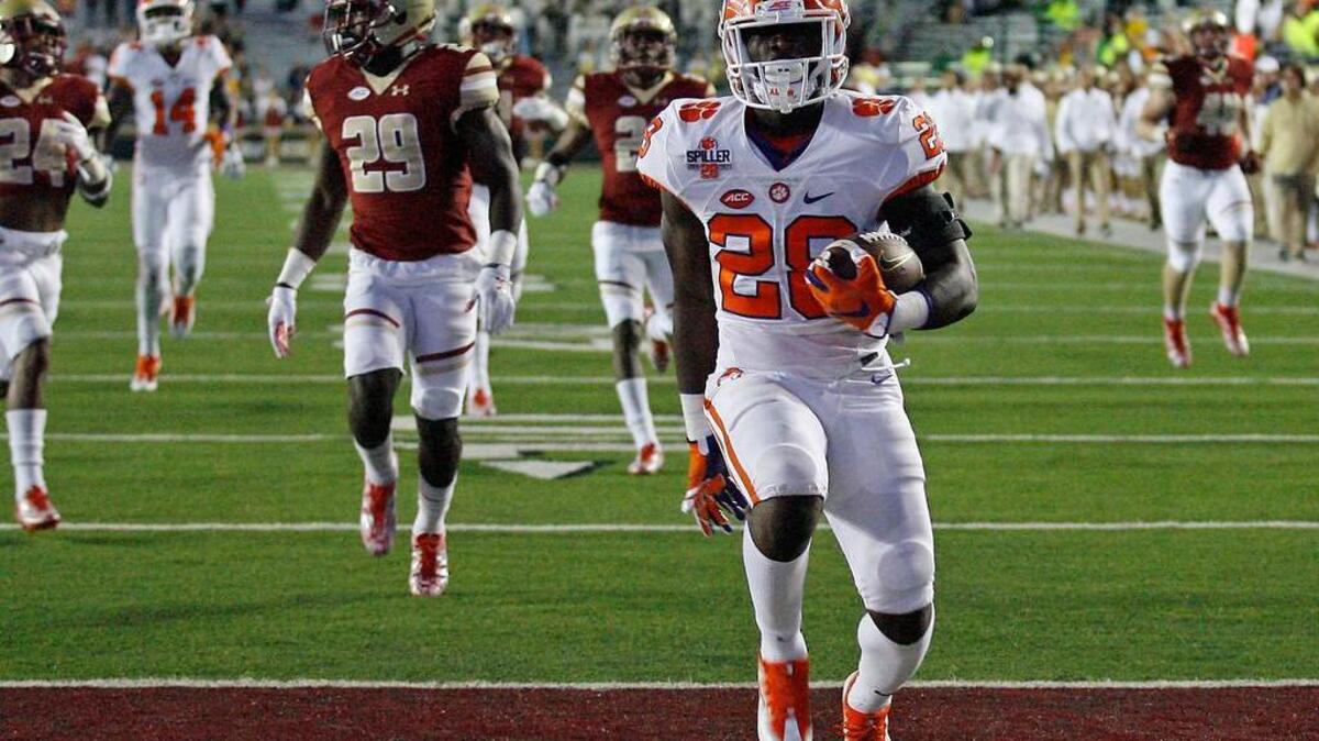 Clemson freshman running back Tavien Feaster had a 45-yard touchdown run last Friday against Boston College.