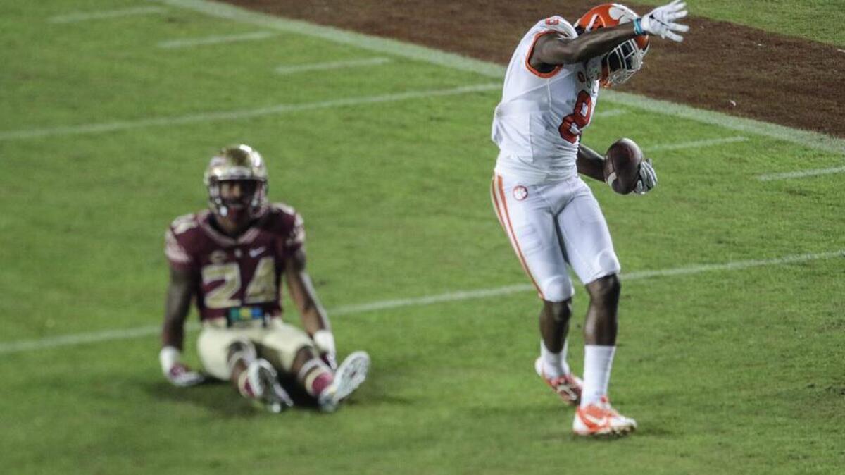 Clemson’s Deon Cain celebrates a first down during the Tigers’ victory over Florida State.