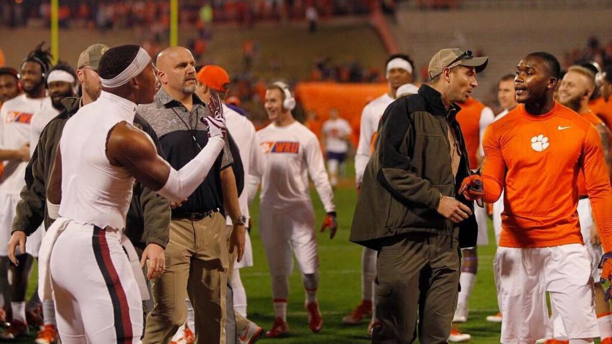 South Carolina players, including Bryson Allen-Williams, had to be separated from Clemson players before the game.