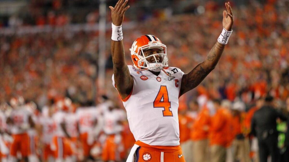 Clemson Tigers quarterback Deshaun Watson (4) during the national championship game Monday night.