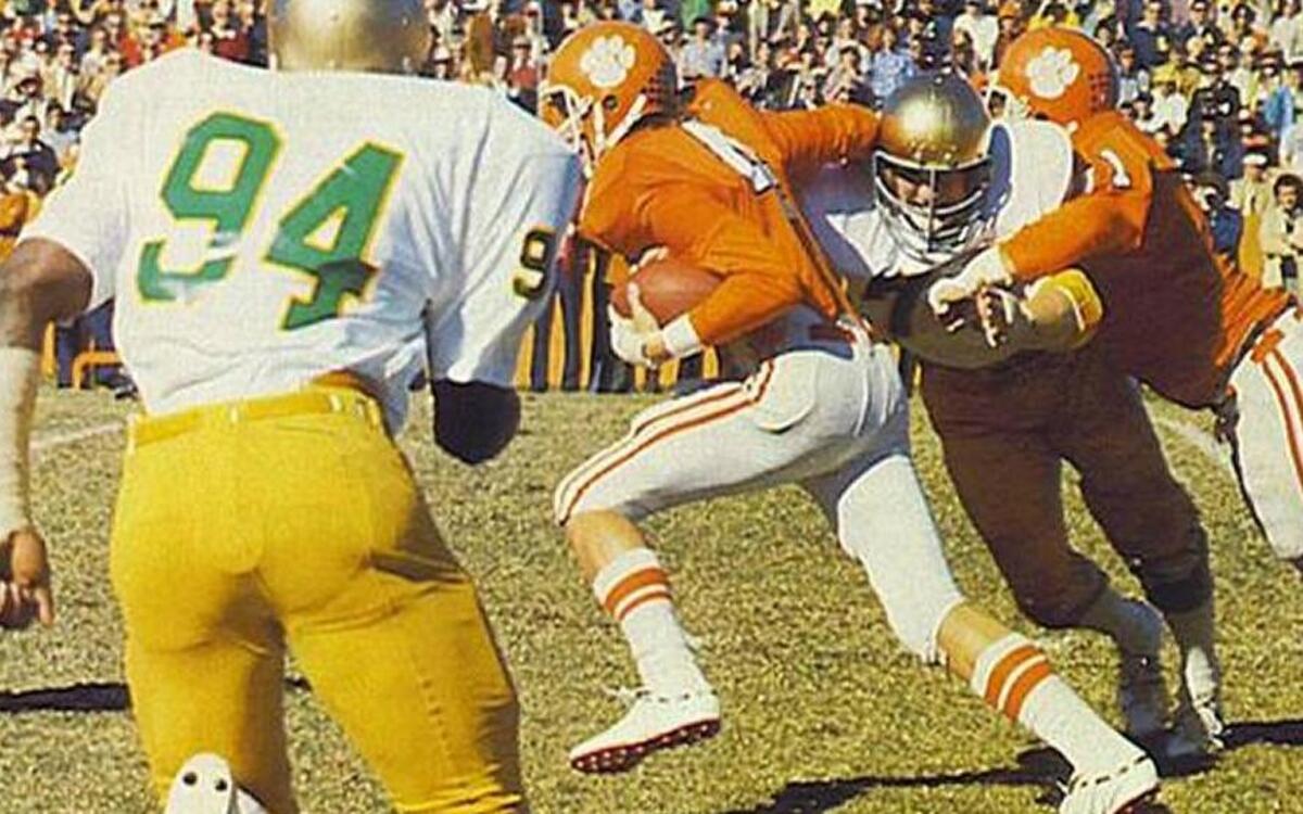 Clemson standout Steve Fuller, shown here against Notre Dame in 1977, is one of 15 finalists for the South Carolina Football Hall of Fame’s next enshrinement class.
