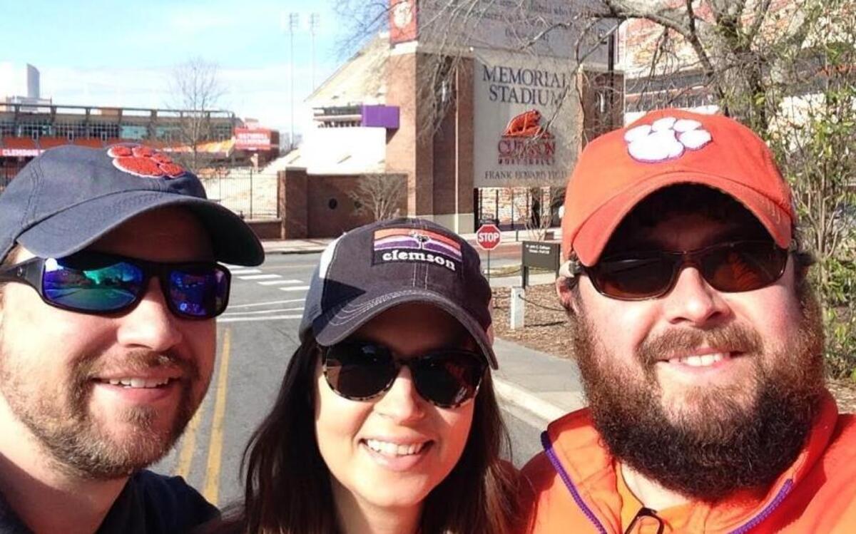 From left, Steven Pinkenburg, Melissa Livingston and the author pose for a selfie on Jan. 10, 2017, in Clemson, S.C., the morning after the Tigers beat Alabama to claim their first national title in 35 years.