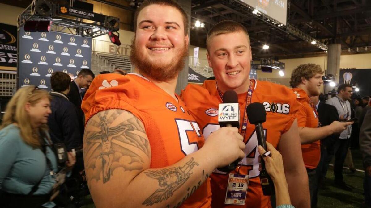 USC junior defensive lineman Dante Sawyer, who after the game referenced a racial slur being used, said Sunday via Twitter that Clemson senior offensive lineman Jay Guillermo, at left, contacted him. USC linebacker Bryson Allen-Williams on Sunday, via Twitter, expressed appreciation that Guillermo reached out.