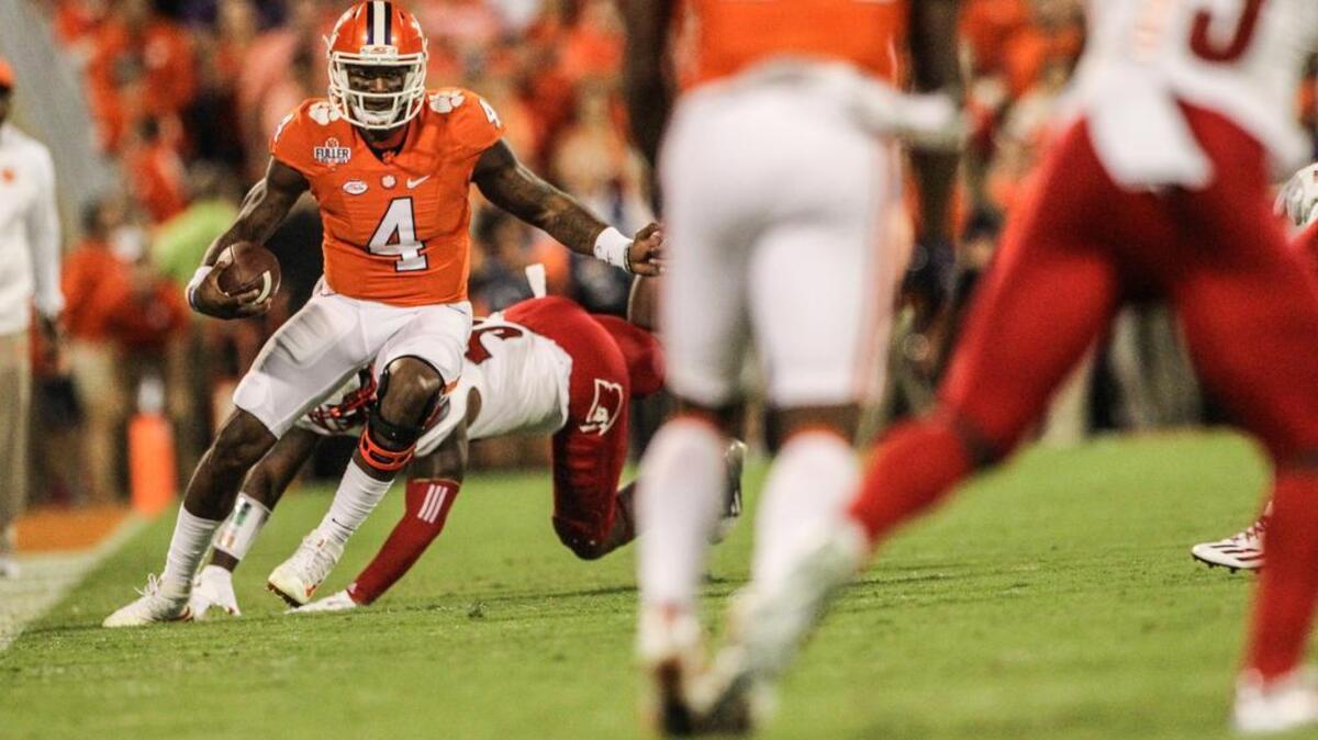 Deshaun Watson threw for more than 300 yards and five touchdowns in the Tigers’ win over Louisville.