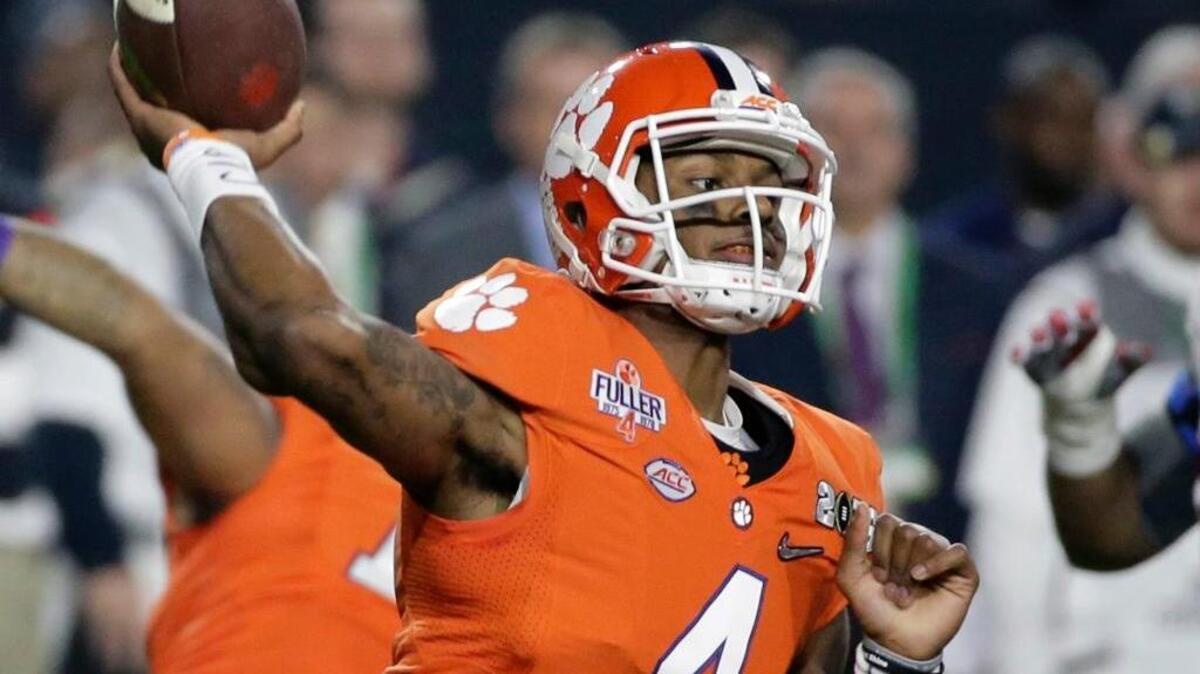 Clemson quarterback Deshaun Watson throws during the Jan. 11 College Football Playoff championship against Alabama in Glendale, Ariz.