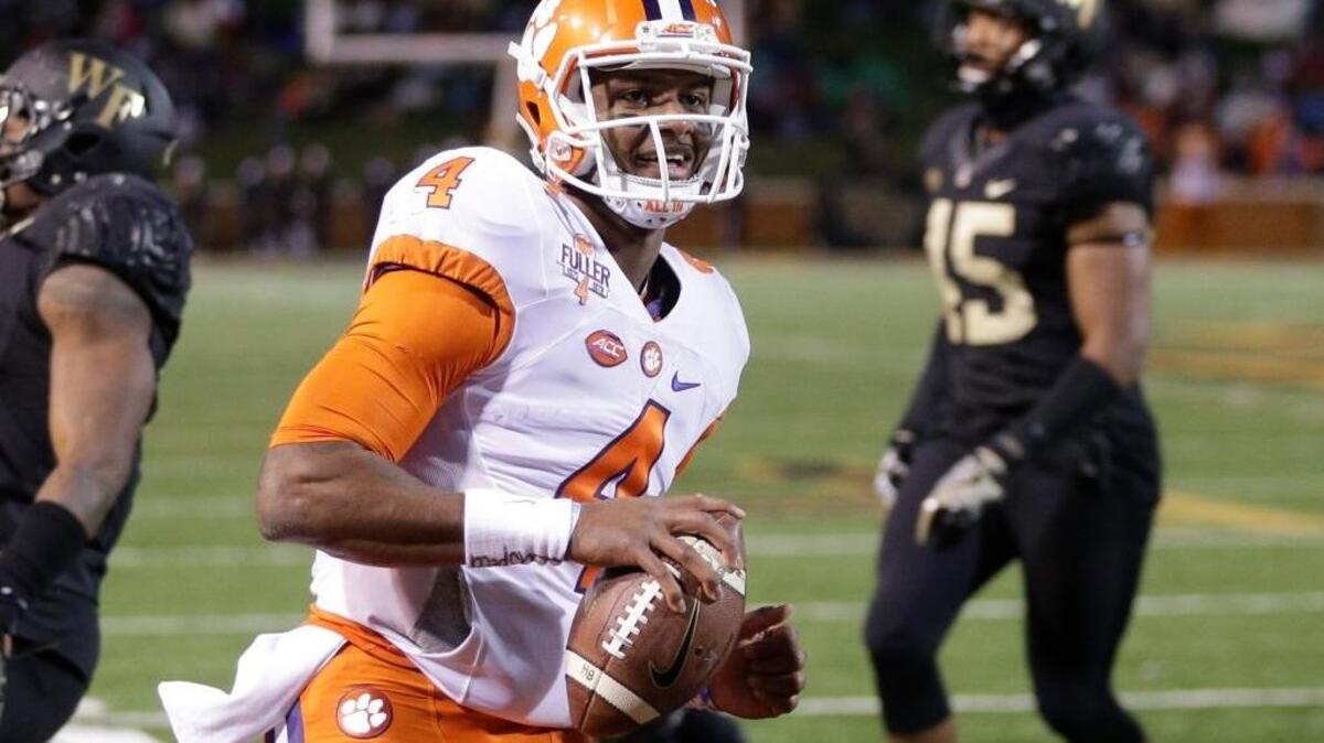 Clemson's Deshaun Watson (4) runs for a touchdown against Wake Forest in the first half of Saturday’s game in Winston-Salem, N.C.