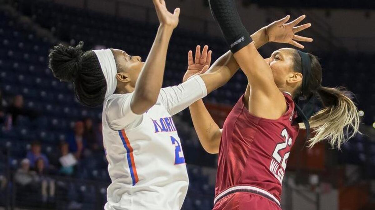 South Carolina forward A’ja Wilson was injured late in the Gamecocks’ win at Florida on Sunday.