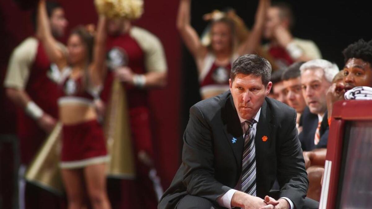 Clemson coach Brad Brownell reacts after Florida State hits a 3-pointer late in the second half on Sunday.