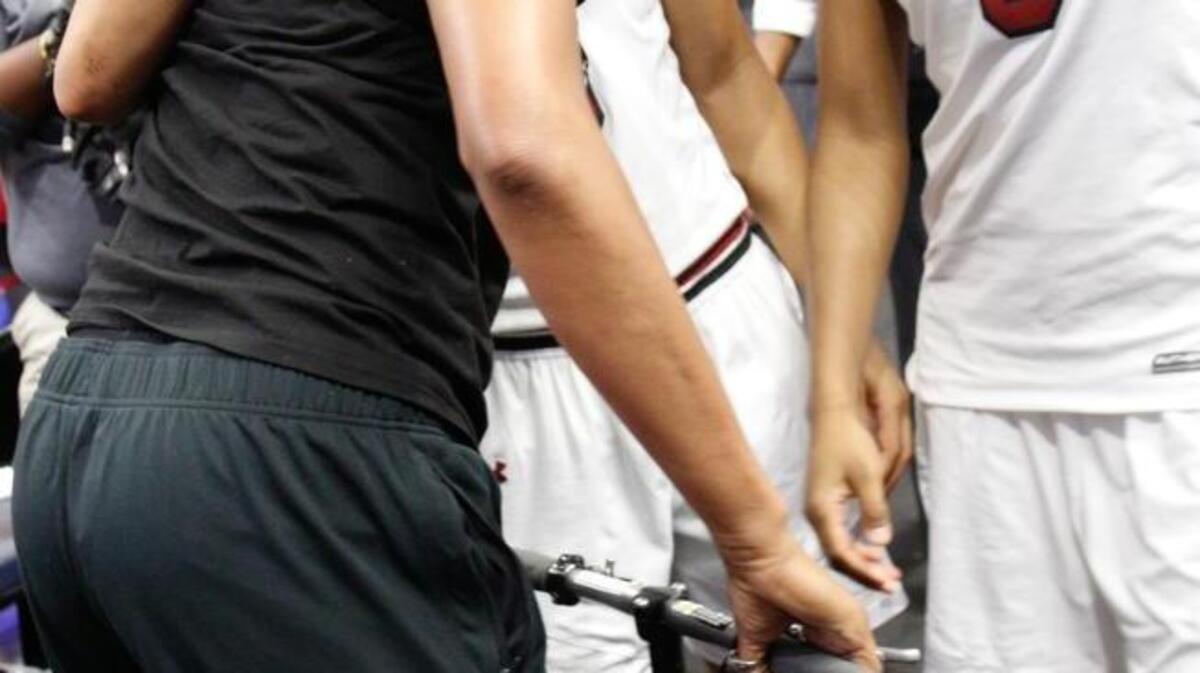 South Carolina's Allisha Gray (10) and South Carolina's Kaela Davis (3) greet South Carolina's Alaina Coates (41) after The Gamecocks played their first game during the SEC Tournament
