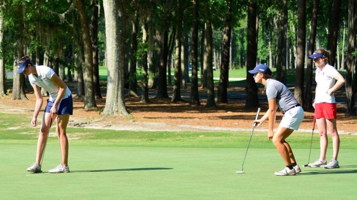 Golfers take part in the final round of the Big East Women’s Golf Championship on Sunday.