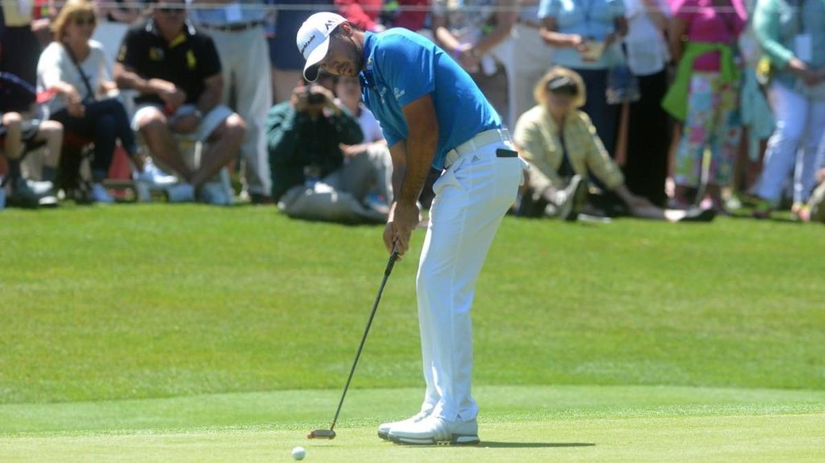 Jason Day putts his ball on the green of the first hole during the third round of the RBC Heritage on Saturday at Harbour Town Golf Links in Sea Pines on Hilton Head Island.