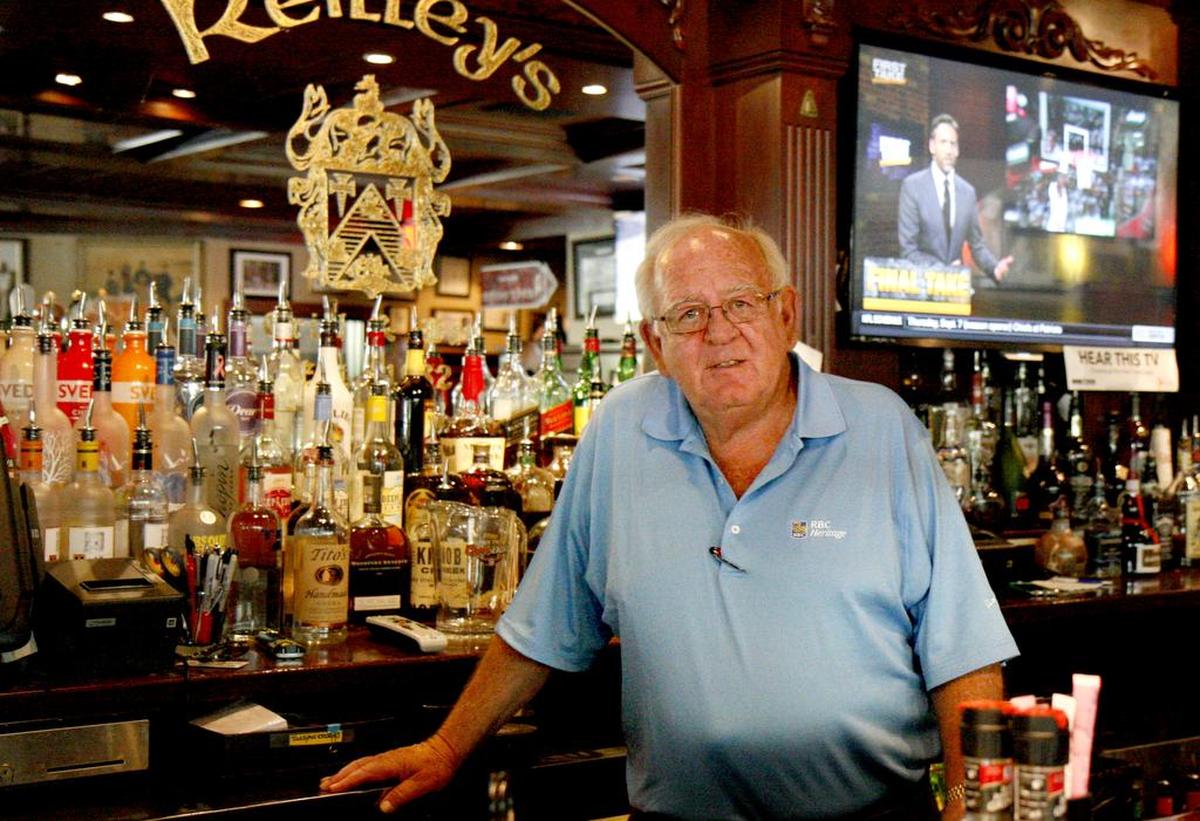 Tom Reilley, co-owner of Reilley’s Grill & Bar on Hilton Head Island, stands behind the bar on April 21, 2017 for a portrait. Reilley says all of the restaurants were busy in Reilley’s Plaza during Heritage week. “We were up (in sales) last year and up this year,” Reilley said when asked to compare business during the last two RBC Heritage’s Presented by Boeing.