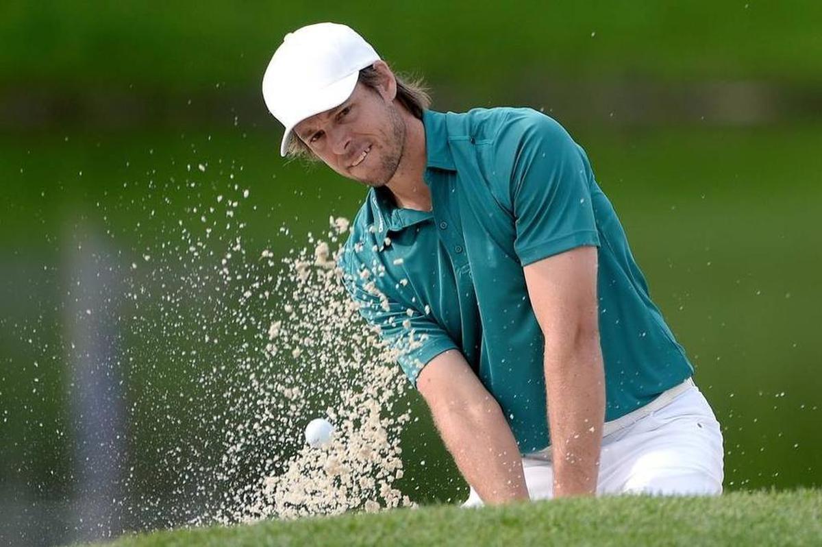 Aaron Baddeley hits out of a bunker during the first round of the Arnold Palmer Invitational on March 17, 2016, in Orlando, Fla.