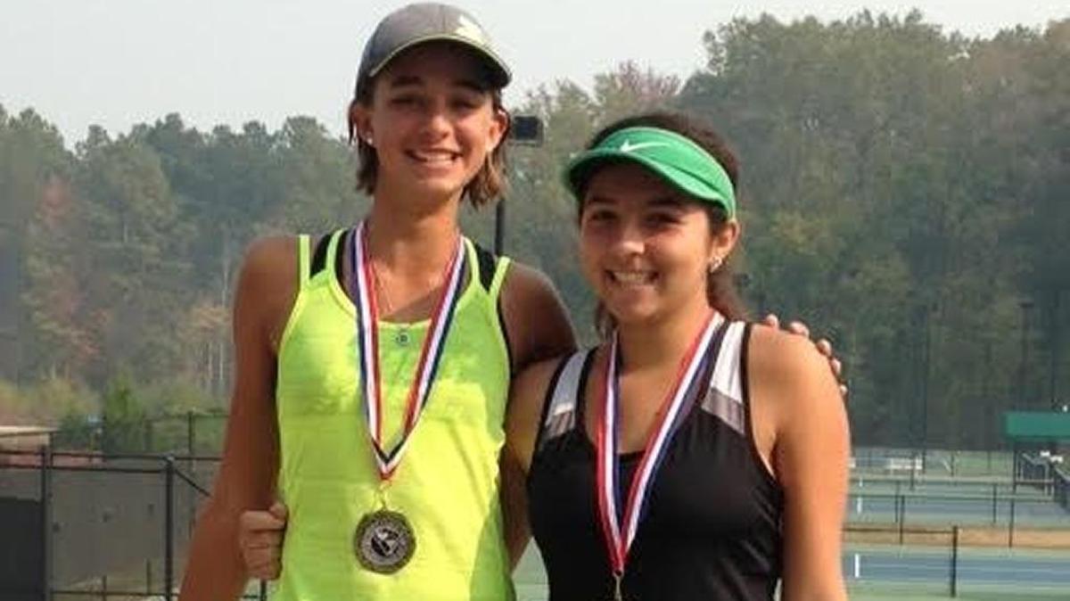 Beaufort eighth-grader McKenzie Daniel (left) and Bluffton’s Rachel Riley bring All-State tennis medals back to their schools.