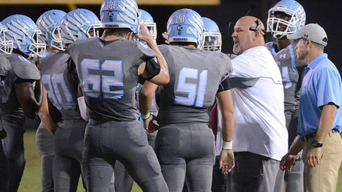 Hilton Head Island coach B.J. Payne, shown during last year’s Bridge Bowl, was honored by the Carolina Panthers as their first High School Coach of the Week for 2016.
